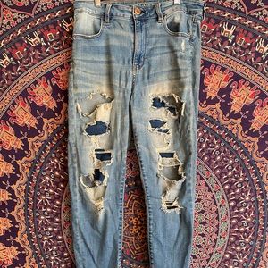 AE High Rise Jegging Heavy Distressed Skinny Jeans